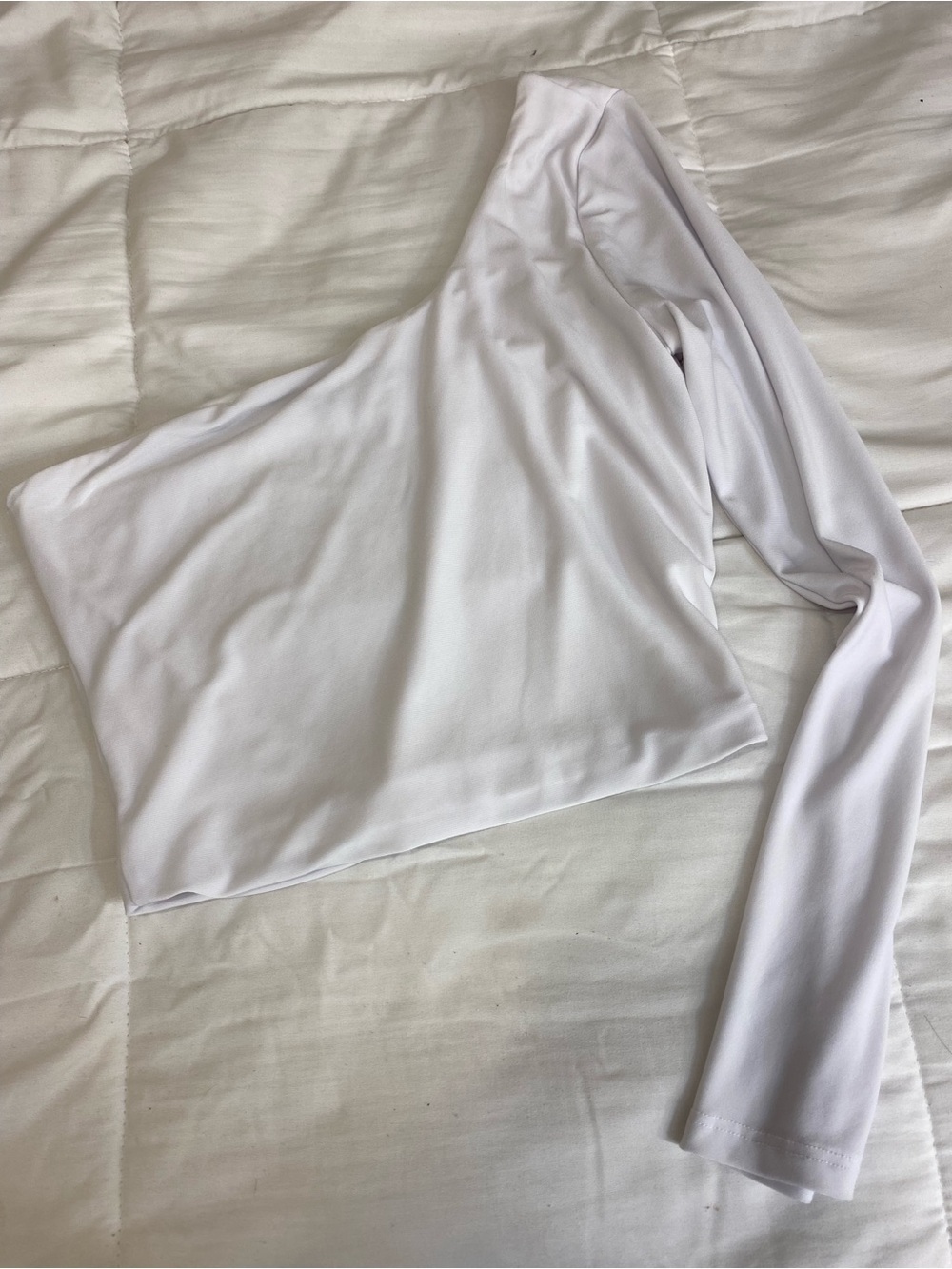 T.J.Maxx White One-Shoulder Long Sleeve Bandeau Top